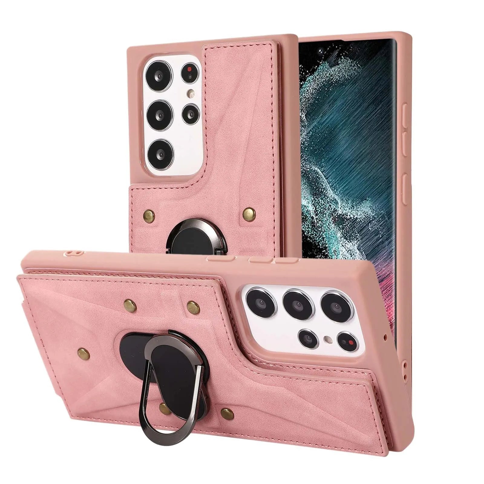 Finger Ring Buckle Multi Card Leather Case Phone Case - Bellarte Enchanté Finger Ring Buckle Multi Card Leather Case Phone Case